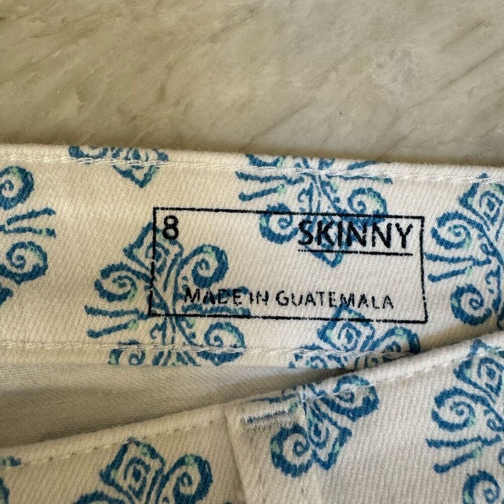 VINEYARD VINES MEDALLION PRINT DENIM MIDRISE SKINNY JEANS BLUE JAY size 6 - Picture 4 of 8